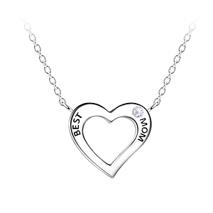 Wholesale Sterling Silver Best Mom Necklace - JD21393