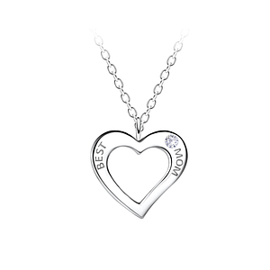 Wholesale Sterling Silver Best Mom Necklace - JD21393