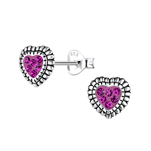 Wholesale Sterling Silver Heart Ear Studs - JD21370