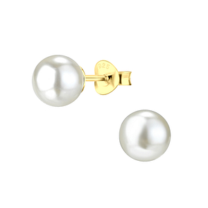 Wholesale 8mm Pearl Sterling Silver Ear Studs - JD21602