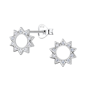 Wholesale Sterling Silver Sun Ear Studs - JD21679