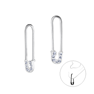 Wholesale Sterling Silver Safety Pin Ear Hoops - JD14251