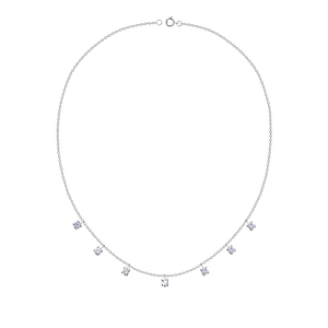 Wholesale 4mm Round Cubic Zirconia Sterling Silver Necklace - JD19990