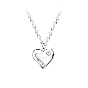 Wholesale Sterling Silver Daughter Heart Necklace - JD21675