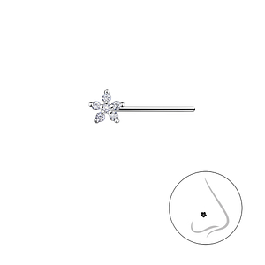 Wholesale Sterling Silver Flower Nose Stud - JD21572