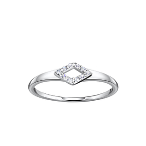 Wholesale Sterling Silver Diamond Shaped Ring - JD21436