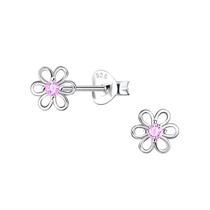 Wholesale Sterling Silver Flower Ear Studs - JD21762