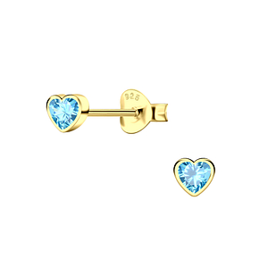 Wholesale Sterling Silver Heart Cubic Zirconia Ear Studs - JD21909 Wholesale Sterling Silver Heart Cubic Zirconia Ear Studs - JD21909