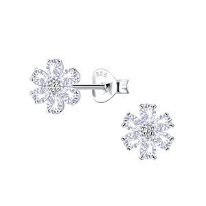 Wholesale Sterling Silver Flower Ear Studs - JD21870 Wholesale Sterling Silver Flower Ear Studs - JD21870
