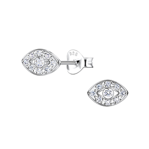 Wholesale Sterling Silver Evil Eye Ear Studs - JD21788 Wholesale Sterling Silver Evil Eye Ear Studs - JD21788