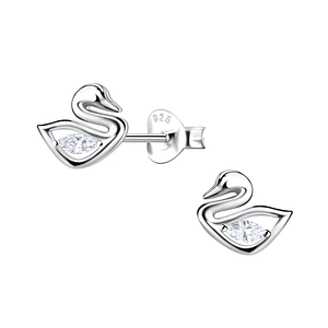 Wholesale Sterling Silver Swan Ear Studs - JD22005