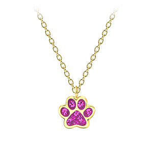 Wholesale Sterling Silver Paw Print Necklace - JD21992