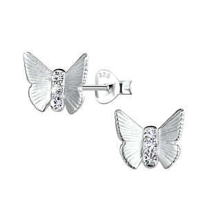 Wholesale Sterling Silver Butterfly Ear Studs - JD22024