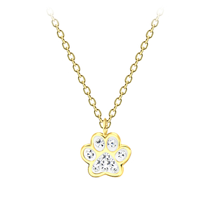 Wholesale Sterling Silver Paw Print Necklace - JD21992