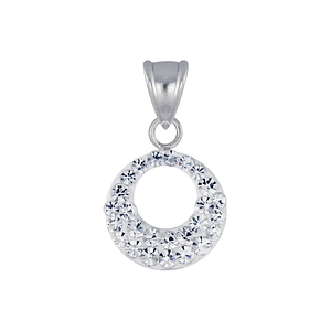 Wholesale Sterling Silver Round Crystal Pendant - JD3076