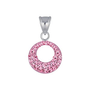 Wholesale Sterling Silver Round Crystal Pendant - JD3076
