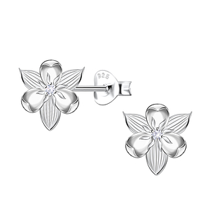 Wholesale Sterling Silver Flower Ear Studs - JD22641