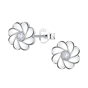 Wholesale Sterling Silver Flower Ear Studs - JD22644