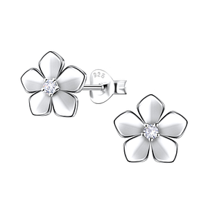 Wholesale Sterling Silver Flower Ear Studs - JD22646 Wholesale Sterling Silver Flower Ear Studs - JD22646