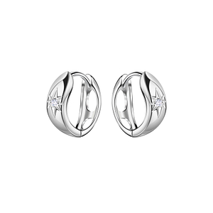 Wholesale 12mm Sterling Silver Geometric Huggie Earrings - JD22452