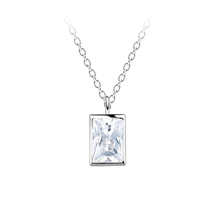 Wholesale Sterling Silver Baguette Necklace - JD22454