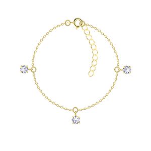 Wholesale 4mm Round Cubic Zirconia Sterling Silver Bracelet - JD22255