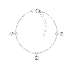 Wholesale 4mm Round Cubic Zirconia Sterling Silver Bracelet - JD22254