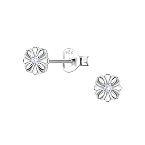 Wholesale Sterling Silver Flower Ear Studs - JD22689