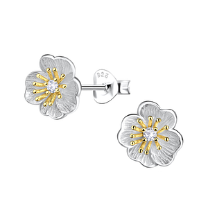 Wholesale Sterling Silver Flower Ear Studs - JD21914