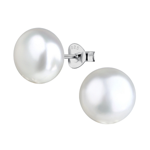 Wholesale 10mm Fresh Water Pearl Sterling Silver Ear Studs - JD22207