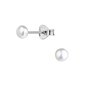 Wholesale 4mm Fresh Water Pearl Sterling Silver Ear Studs - JD22217
