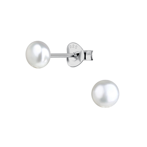 Wholesale 5mm Fresh Water Pearl Sterling Silver Ear Studs - JD22205