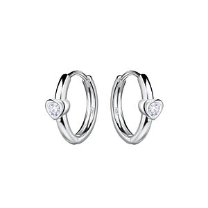 Wholesale 11mm Sterling Silver Heart Huggie Earrings - JD22709