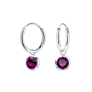 Wholesale 5mm Crystal Sterling Silver Solitaire Charm Ear Hoops - JD22263