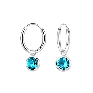 Wholesale 5mm Crystal Sterling Silver Solitaire Charm Ear Hoops - JD22263