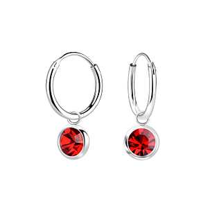 Wholesale 5mm Crystal Sterling Silver Solitaire Charm Ear Hoops - JD22263