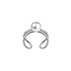 Wholesale Sterling Silver Wire Ear Cuff with 4mm Pearl - JD23134