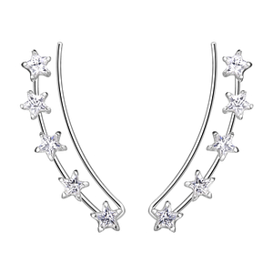 Wholesale 4mm Star Cubic Sterling Silver Zirconia Ear Climbers - JD23198