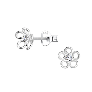 Wholesale Sterling Silver Flower Ear Studs - JD23194