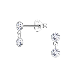 Wholesale Sterling Silver Double Round Ear Studs - JD23173