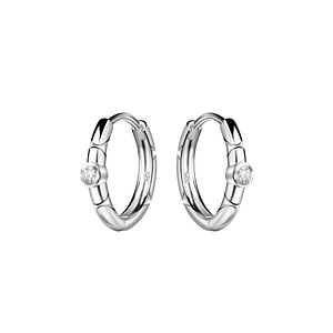Wholesale 11mm Sterling Silver Patterned Huggie Earrings - JD22707