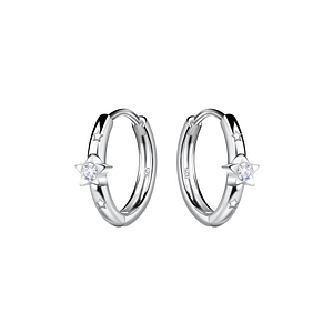 Wholesale 11mm Sterling Silver Star Huggie Earrings - JD22711