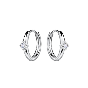 Wholesale 11mm Sterling Silver Square Huggie Earrings - JD22713