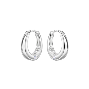 Wholesale 11mm Sterling Silver Single Stone Huggie Earrings - JD22719