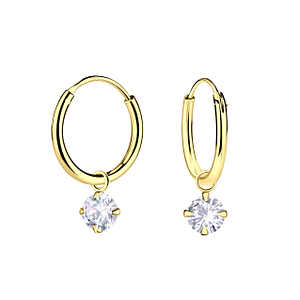 Wholesale 4mm Cubic Zirconia Charm Ear Hoops - JD23183