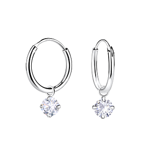 Wholesale 4mm Cubic Zirconia Charm Ear Hoops - JD23182