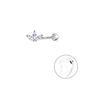 Wholesale Sterling Silver Flower Cartilage Stud with Sterling Silver Ball Screw Back - JD20439