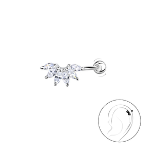 Wholesale Sterling Silver Geometric Cartilage Stud with Sterling Silver Ball Screw Back - JD20441