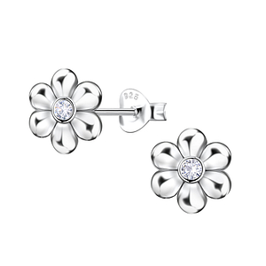 Wholesale Sterling Silver Flower Ear Studs - JD22643