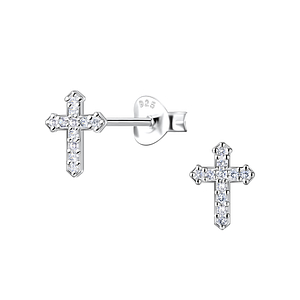 Wholesale Sterling Silver Cross Ear Studs  - JD22425